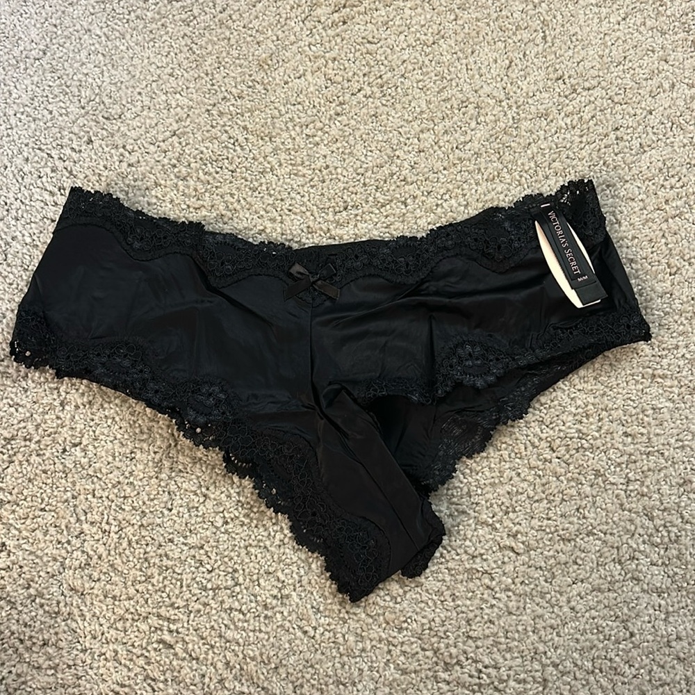 VICTORIA’S SECRET BLACK SATIN PANTIES. BOUDOIR